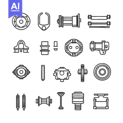 Popular premium asset: Set of Car Suspension System Parts Line Icons
