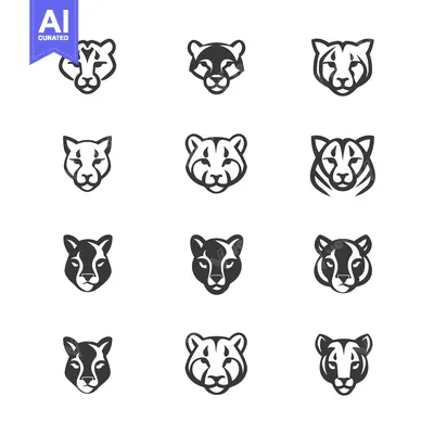 Popular premium asset: Set of Cheetah Head Icons in Various Styles