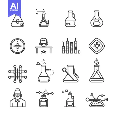 Aset premium populer: Set of Chemistry Lab Equipment Icons in Line Style