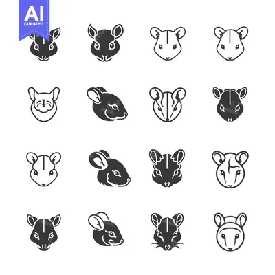 Aset premium populer: Set of Chinchilla Head Icons in Different Styles