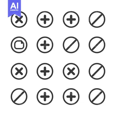 Premium design asset: Set of Circle Icons with Plus, Minus, and Document Symbols