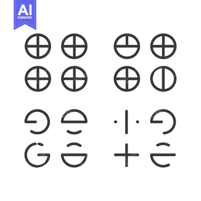 Premium design asset: Set of Circular and Semi-Circular Geometric Shapes with Lines