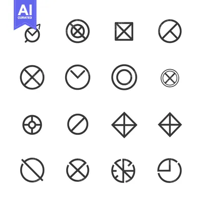 Set of Circular and Square Graphic Design Elements with Geometric Shap