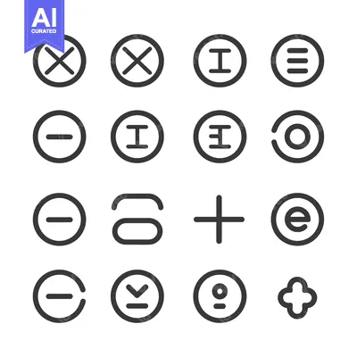 Aset desain premium: Set of Circular Icons with Various Symbols Inside