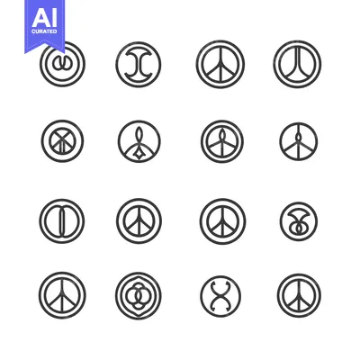 Aset premium populer: Set of Circular Peace Symbols with Different Variations