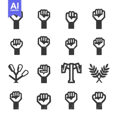 Set of clenched fists and related symbols