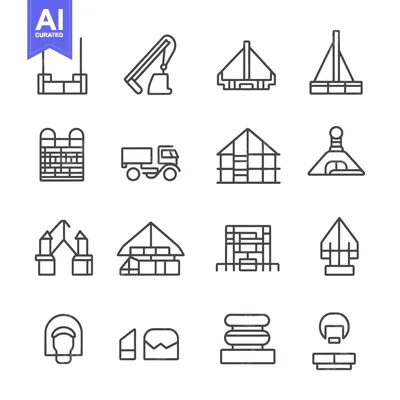 Set of Construction Icons for Building and Infrastructure