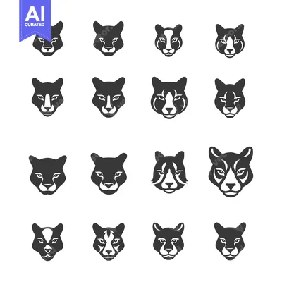 Popular premium asset: Set of Cougar or Puma Animal Head Icons