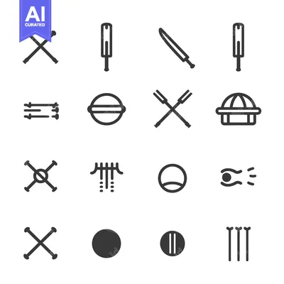 Premium design asset: Set of Cricket Equipment Icons