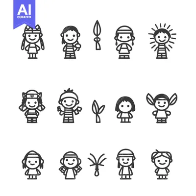 Aset premium populer: Set of Cute Cartoon Characters in Different Outfits