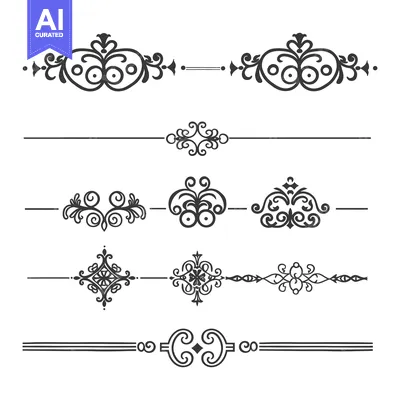 Aset premium populer: Set of Decorative Ornamental Elements for Design and Decoration