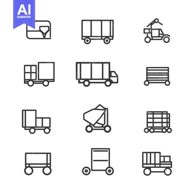Set of Delivery and Logistics Related Line Icons