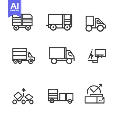 Popular premium asset: Set of Delivery Truck Icons in Line Style
