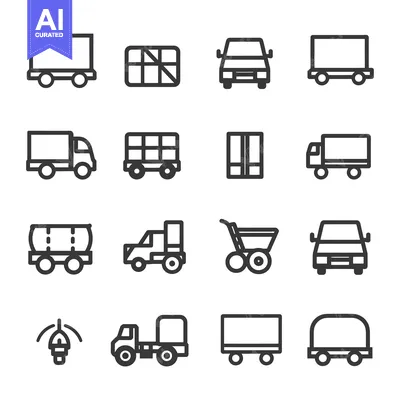 Set of Delivery Vehicle Line Icons