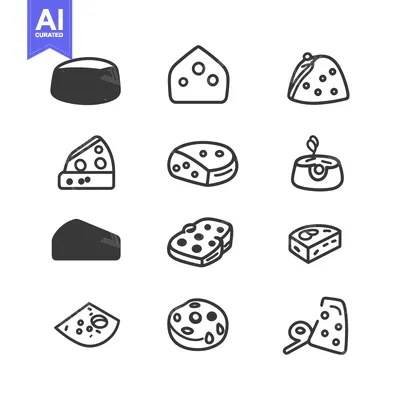 Aset premium populer: Set of Different Cheese Icon Designs