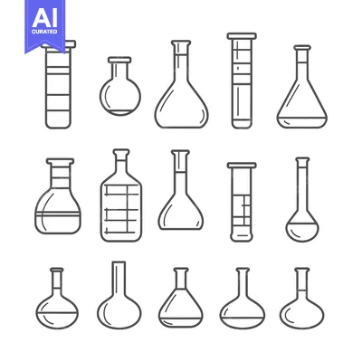 Premium design asset: Set of Different Laboratory Glassware Line Icons
