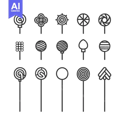 Aset desain premium: Set of Different Shaped Lollipops with Sticks
