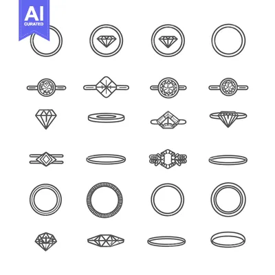 Set of Different Styles of Diamond Engagement Rings