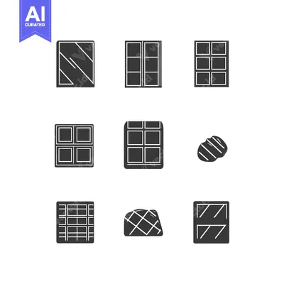 Set of Different Styles of Windows with Grids and Diagonal Lines