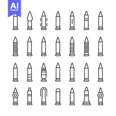 Set of Different Types of Bullet Line Icons