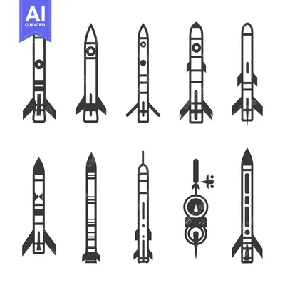 Set of Different Types of Missile Icons