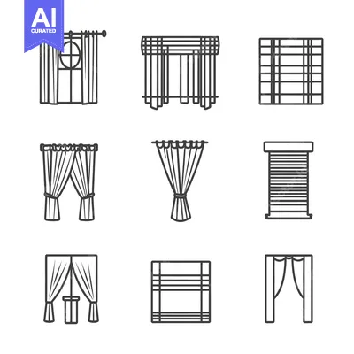 Premium design asset: Set of Different Types of Window Coverings