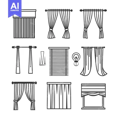 Set of Different Window Treatments and Curtains