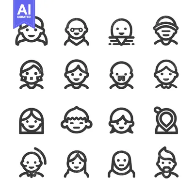 Aset desain premium: Set of Diverse Human Profile Icons