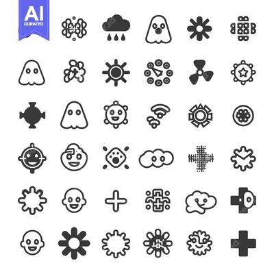 Popular premium asset: Set of Diverse Icons Depicting Various Symbols and Characters