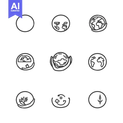 Aset premium populer: Set of Earth and Environment Line Icons