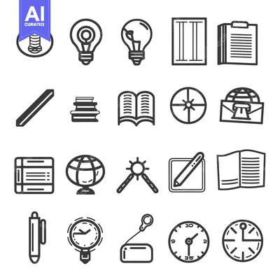 Aset desain premium: Set of Education and Knowledge Related Icons