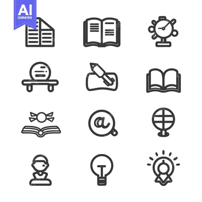 Aset desain premium: Set of Education, Knowledge and Learning Icons