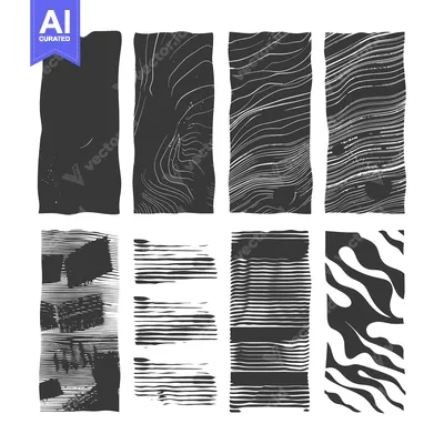 Set of Eight Abstract Black and White Patterns