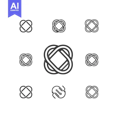 Set of eight abstract intertwined loop designs