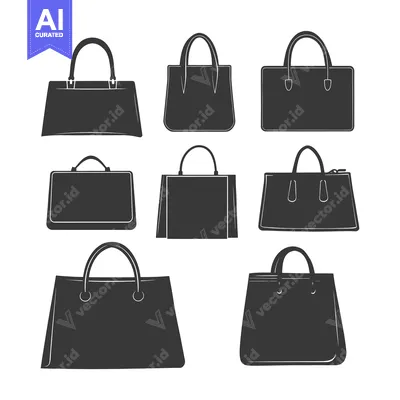 Premium design asset: Set of eight different handbag silhouettes