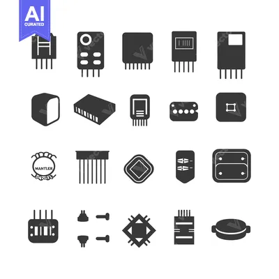 Set of Electronic Component and Chip Icons