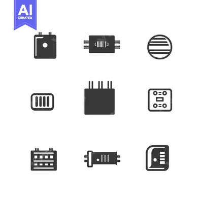 Aset desain premium: Set of Electronic Component Icons