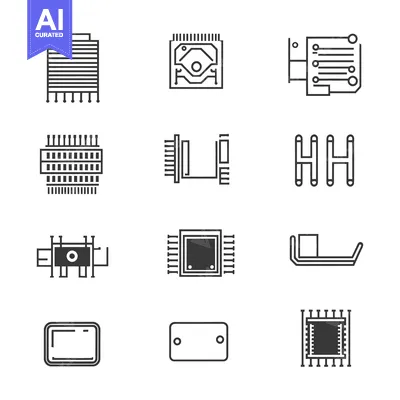 Premium design asset: Set of Electronic Components Icons in Line Style