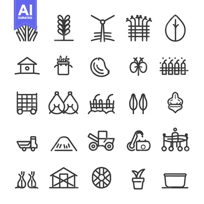 Popular premium asset: Set of Farm and Agricultural Outline Icons