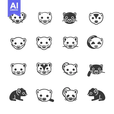 Aset premium populer: Set of Ferret Icons in Various Poses and Styles