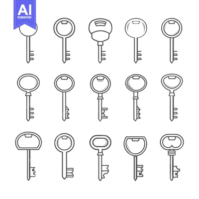 Set of fifteen different key outlines