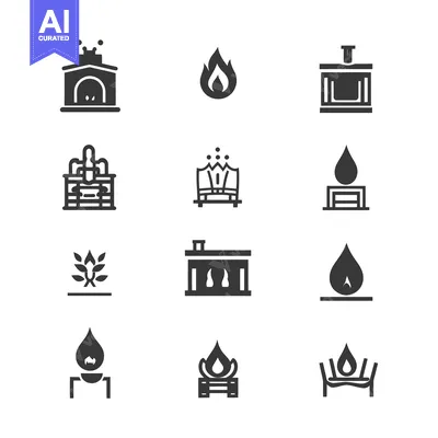 Aset premium populer: Set of Fire and Fireplace Icons