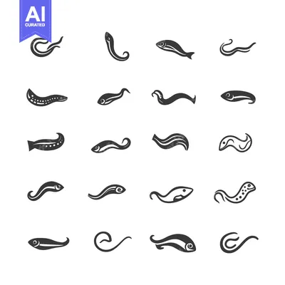 Aset premium populer: Set of Fish and Water Wave Icons