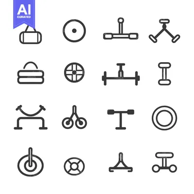 Set of Fitness and Exercise Equipment Icons