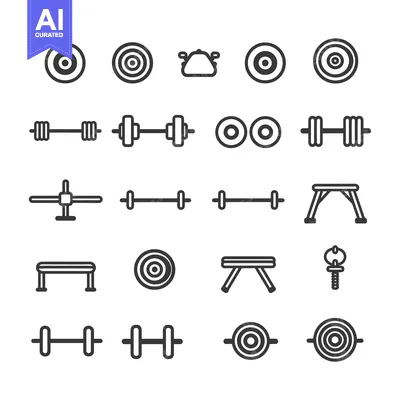 Aset desain premium: Set of Fitness and Gym Equipment Icons