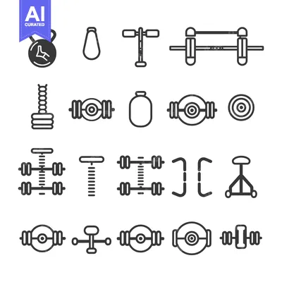 Set of Fitness Equipment Icons