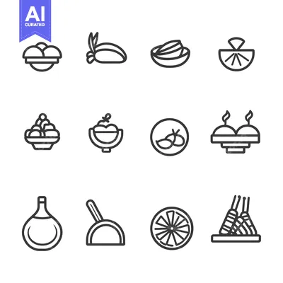 Aset premium populer: Set of Food and Drink Line Icons