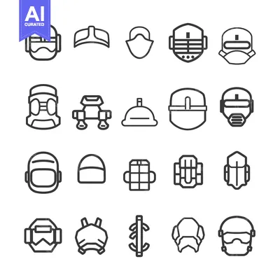 Aset premium populer: Set of Futuristic Helmet Icons with Different Styles