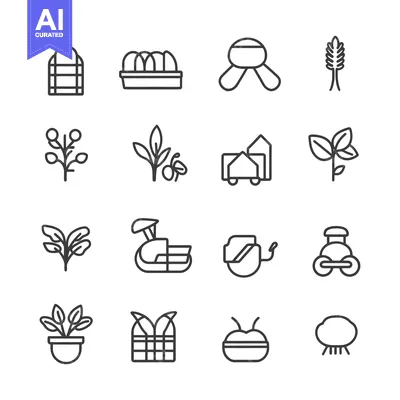 Premium design asset: Set of Gardening and Farming Line Icons