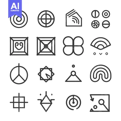 Aset premium populer: Set of Geometric Shapes and Symbols in Black and White
